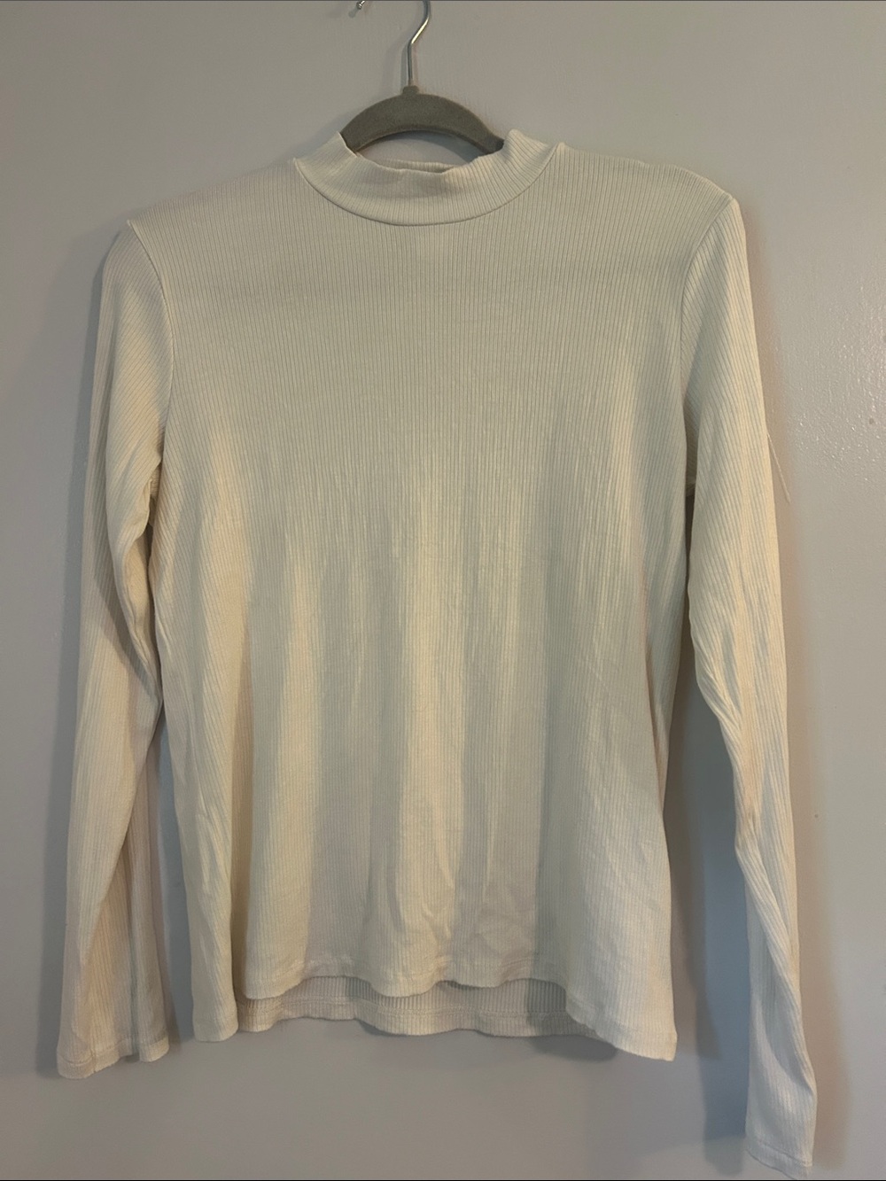 H&M Basics Ribbed Mock Neck Top - Off-White